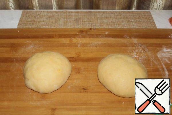 Divide the dough into two equal parts.