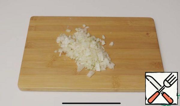 Onion cut into medium cubes.