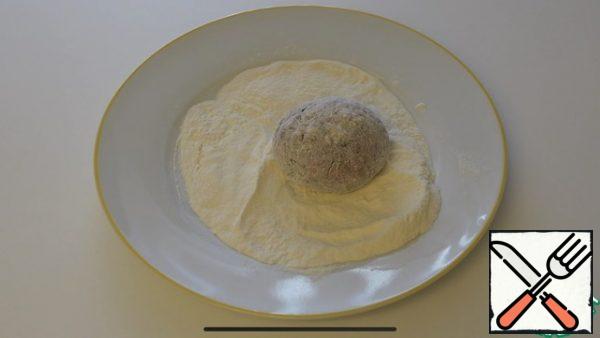 Roll in flour.