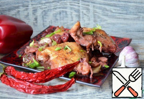 Serve hot, sprinkled with chopped herbs, and serve with cherries.