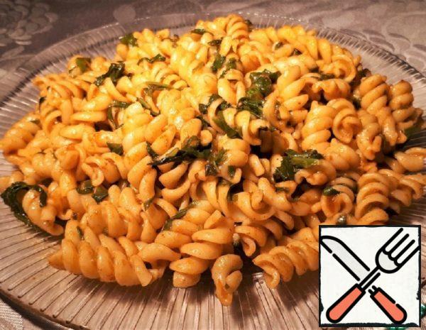 Vegan Pasta with Adzhika and Spinach Recipe