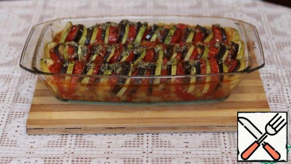 The dish is ready. Ratatouille can be served at the table.
Bon appetit.