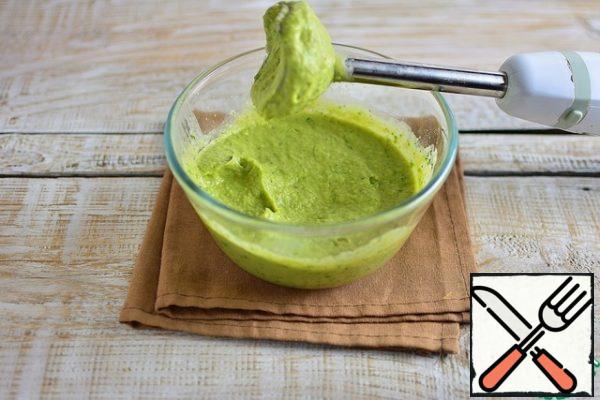 Add salt and beat everything with a blender until smooth, adding a little broth from the beans, if it is too thick.