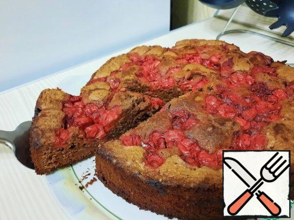 The finished cake is allowed to cool down a little.
It turns out a very fragrant air cake with a unique taste.
Cherries are perfectly combined with chocolate and added spices.
You will not regret if you prepare this cake for your loved ones!
Bon Appetit!