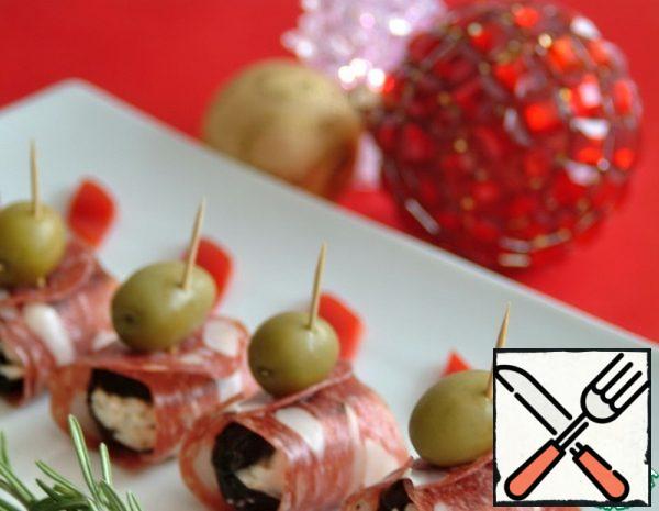 Appetizer of Prunes, Cottage Cheese Cream and Caponata Recipe