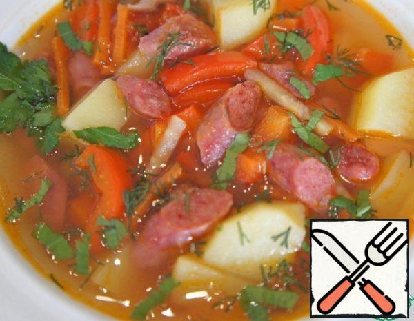 Spicy Spanish Soup with Sausages Recipe