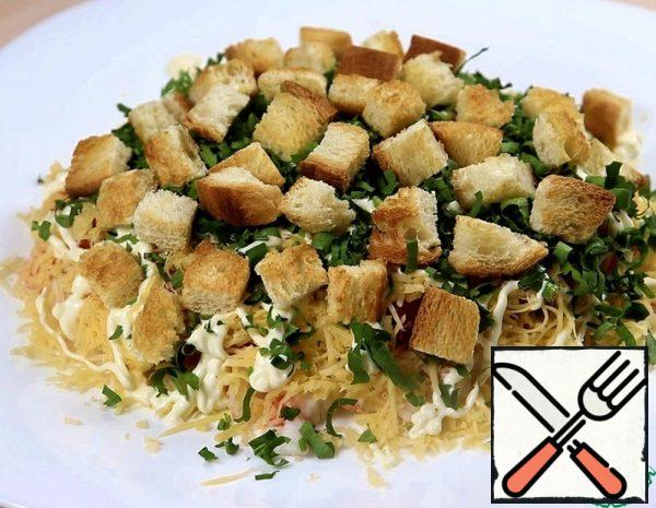 Salad with Crackers and Crab Sticks Recipe