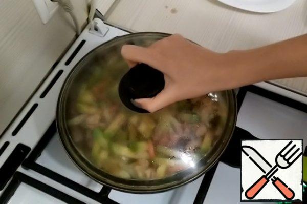 Simmer under a closed lid for about 30 minutes.