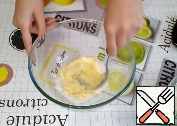 Soft butter should be ground with sugar and a pinch of salt.