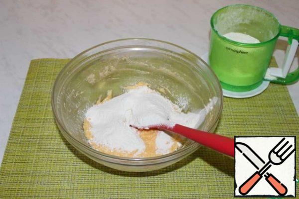 Sift the flour with baking powder.