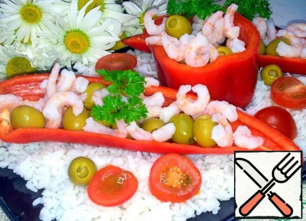 I put the shrimp on top.