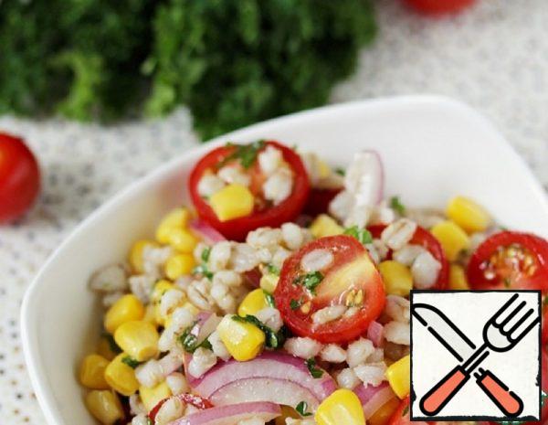 Salad with pearl Barley, Corn and Tomatoes Recipe