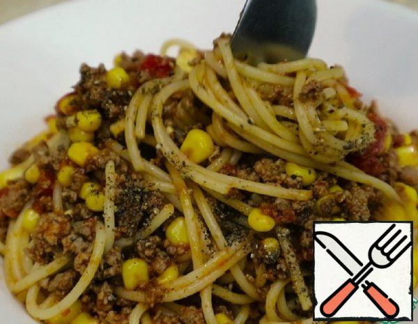 Spaghetti with Ground Beef and Corn Recipe