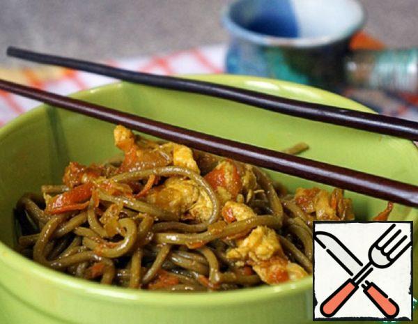Chicken with Buckwheat Noodles in Teriyaki Recipe