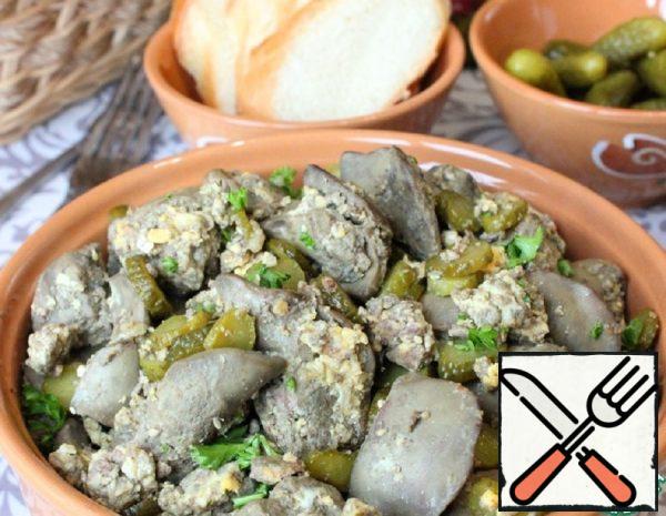 Liver, fried with Egg and Gherkins Recipe