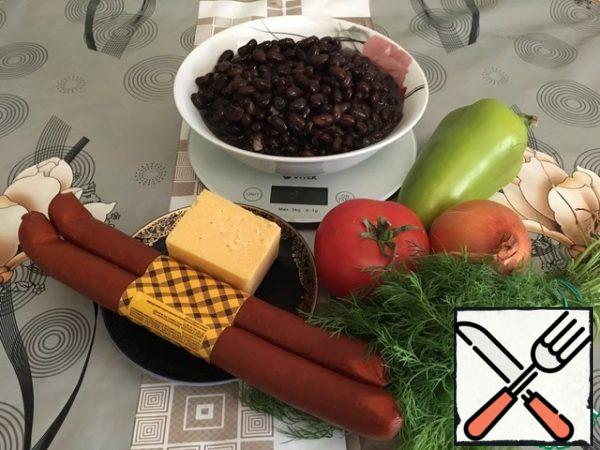 This is an approximate set of products. Everyone can already adjust everything to their liking. Pre-boil the beans until tender.