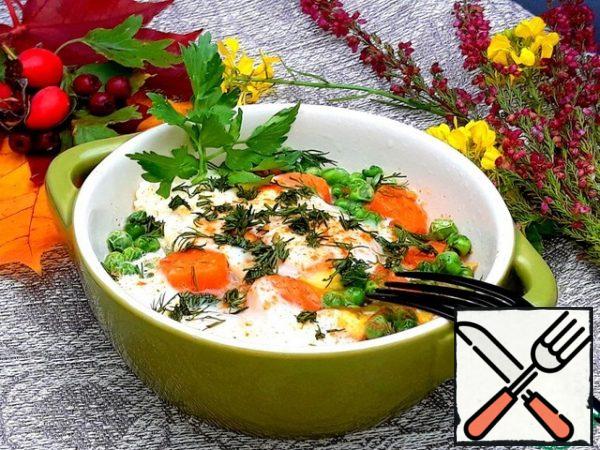 To the finished breakfast, I added a piece of celery
and chopped dill.
