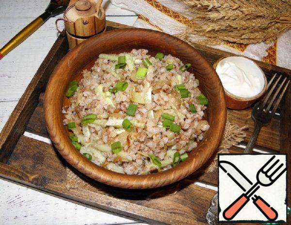 Buckwheat with Cucumber and Fried Onions Recipe