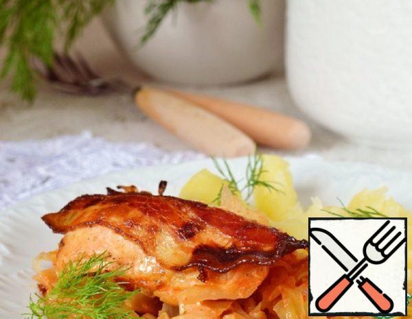 Chicken Breasts baked on Young Cabbage Recipe
