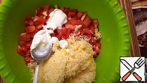 Then add the sour cream and mix.