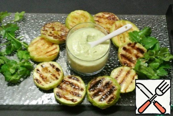 Grilled Zucchini with Cottage Cheese Sauce-Dip Recipe