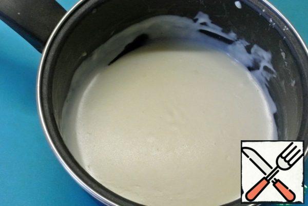 For the Bechamel sauce, melt the butter over low heat in a saucepan. Add the flour, mix well with the butter. Fry for 2 minutes. Remove from heat. Pour in the milk, stirring, until smooth. Return to the fire, boil until thick. Add salt. Cover with a lid. Allow to cool.