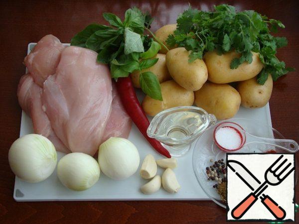 To prepare ojakhuri, prepare all the necessary ingredients.