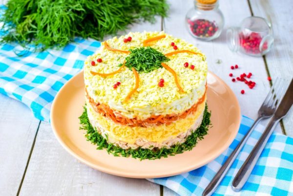 Salad with Korean Carrots and Chicken Recipe