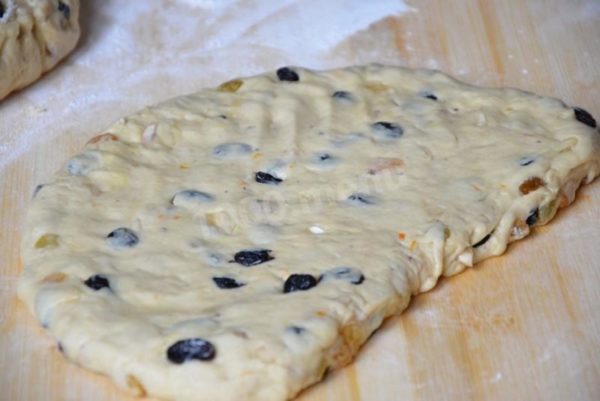 Roll each portion into a rectangular shape.


