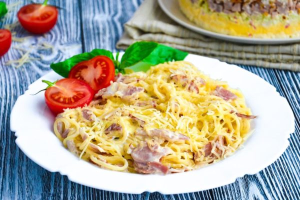 Classic Pasta Carbonara With Bacon and Cream