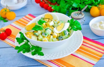 Cucumber, Egg, Mayonnaise and Corn Salad