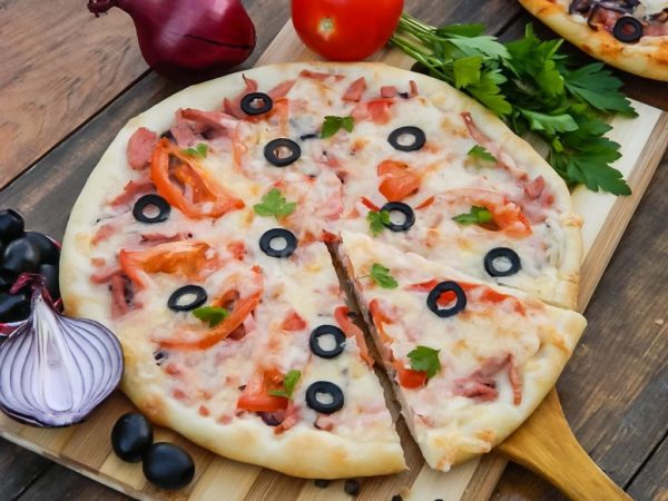 Homemade Classic Pizza in the Oven With Sausage