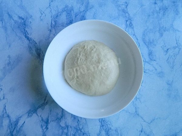 When the dough becomes too thick to mix with a spoon, start kneading it with your hands. The dough should be soft and pliable but not stick to your hands. Grease the bottom and sides of the bowl with vegetable oil to prevent sticking. Also, knead the finished dough with your hands using a bit of butter. Cover the bowl with a napkin or towel to prevent drying and let it rise in a warm place for approximately 1-1.5 hours.


