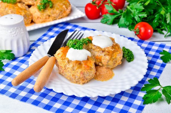 Lazy Cabbage Rolls With Rice And Minced Meat in a Saucepan