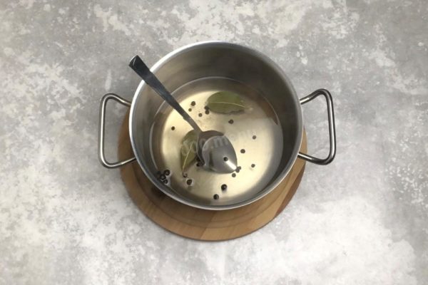 Let the brine cool down to room temperature.


