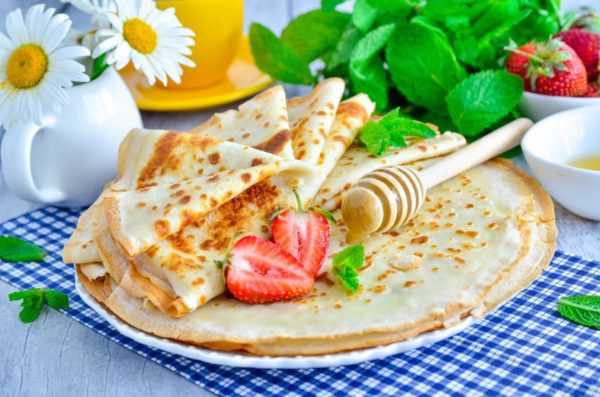 Thin Pancakes With Eggs and Milk