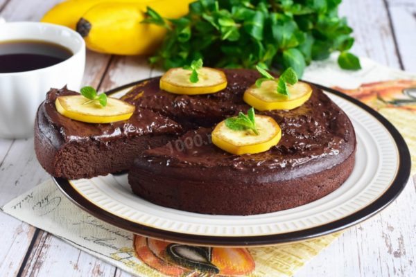 Brownies with Banana and Cocoa in the Oven