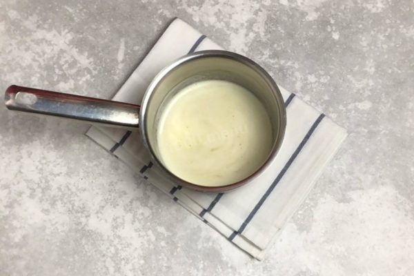 Melt the butter using any method described at the end of the recipe. I prefer heating it on a low flame in a small saucepan.


