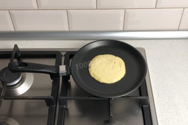 Cook the pancakes over medium heat until bubbles form on the surface.

