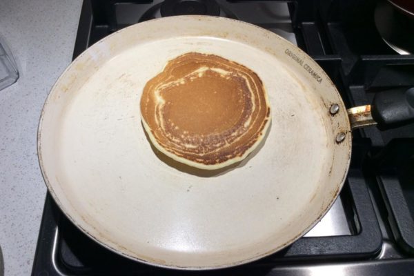 Cook the pancakes in the skillet, flipping them over once, until both sides are golden brown. Adjust the heat as necessary to ensure even cooking.
